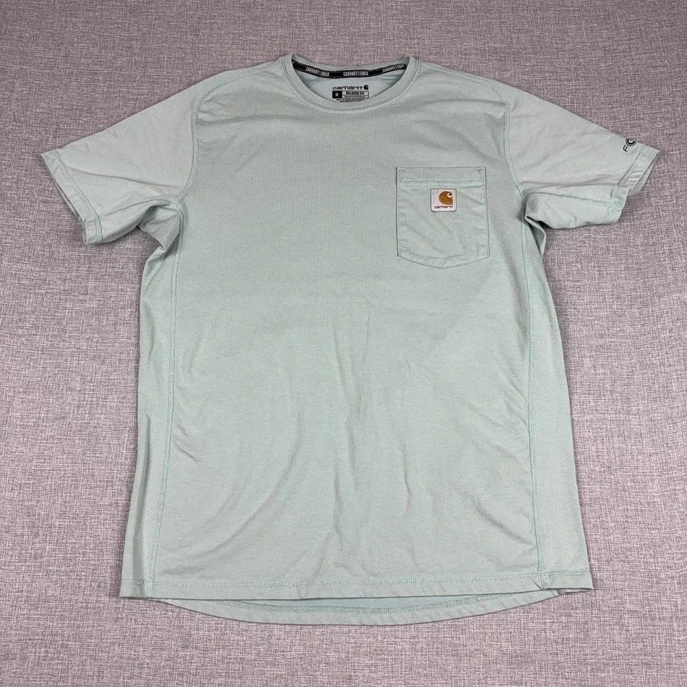 Carhartt Force Shirt Mens Medium Green Short Sleeve Pocket Relaxed Fit Tee